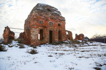 Ruins of an unknown abandoned church in the Nizhny Novgorod region of Russia