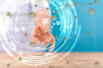 Global network. Blockchain. 3D illustration. Neural networks and artificial intelligence. Abstract