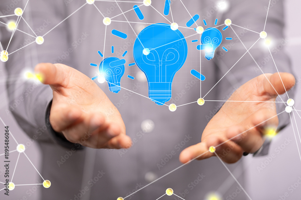 Poster solution concept business idea lamp