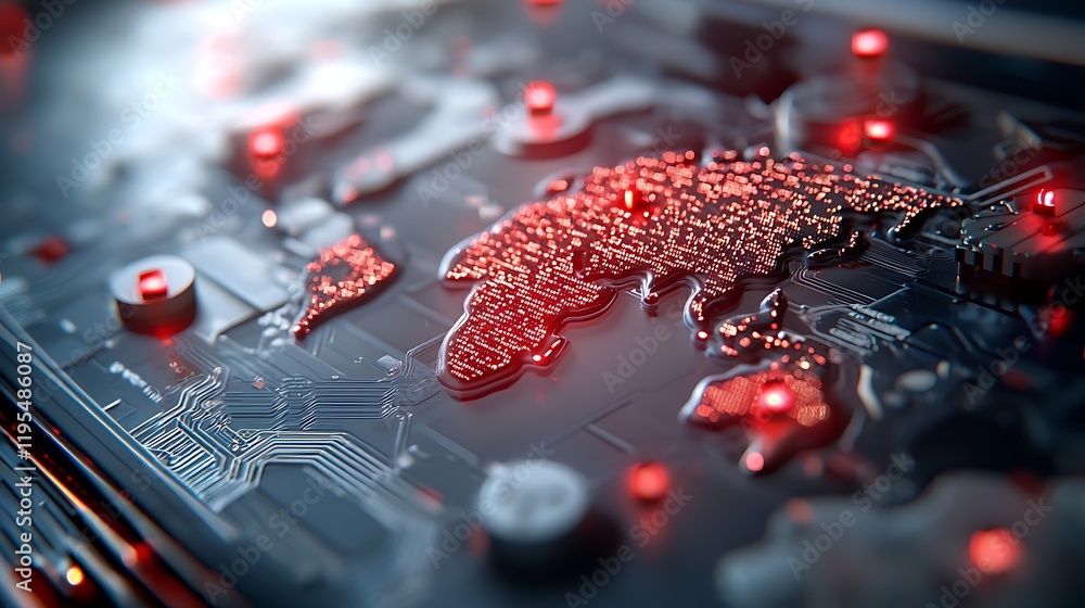 Poster holographic breach map visualization highlighting compromised cyber systems and intelligence driven 