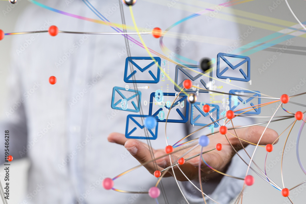 Poster mail communication support contact concept service - 3d