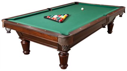 Pool table isolated on a transparent background.