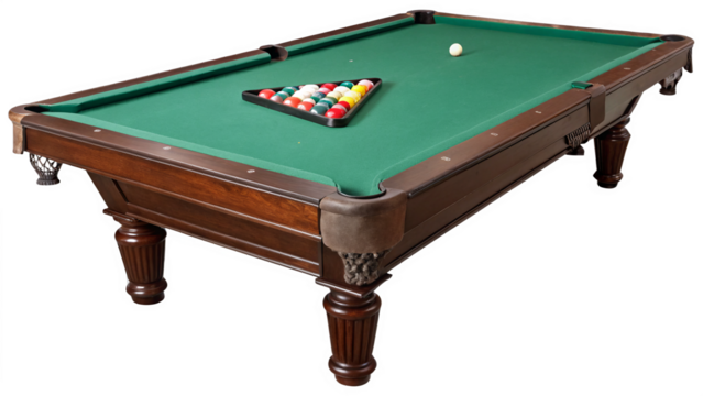 Pool table isolated on a transparent background.