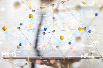 Global network. Blockchain. 3D illustration. Neural networks and artificial intelligence. Abstract