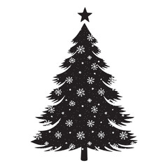 Christmas Tree Winter Snowflake Silhouette Vector on White Background