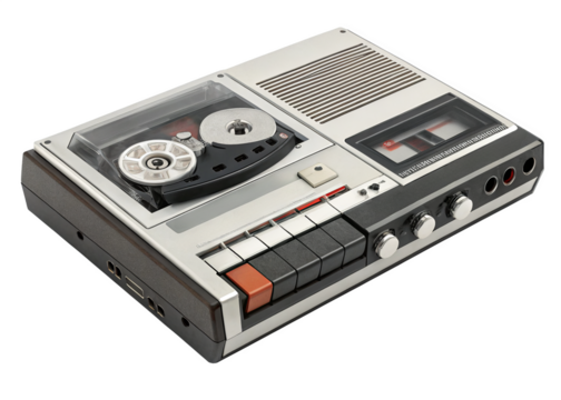 Tape recorder isolated on a transparent background.
