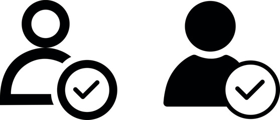 User with Check Sign Vector Icon Set - Unique Design