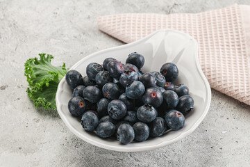 Sweet ripe blueberry on the bowl