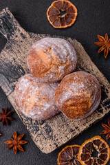 Delicious round freshly baked cinnamon flavored cookies