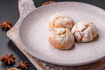 Delicious round freshly baked lemon flavored cookies