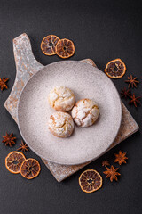 Delicious round freshly baked lemon flavored cookies