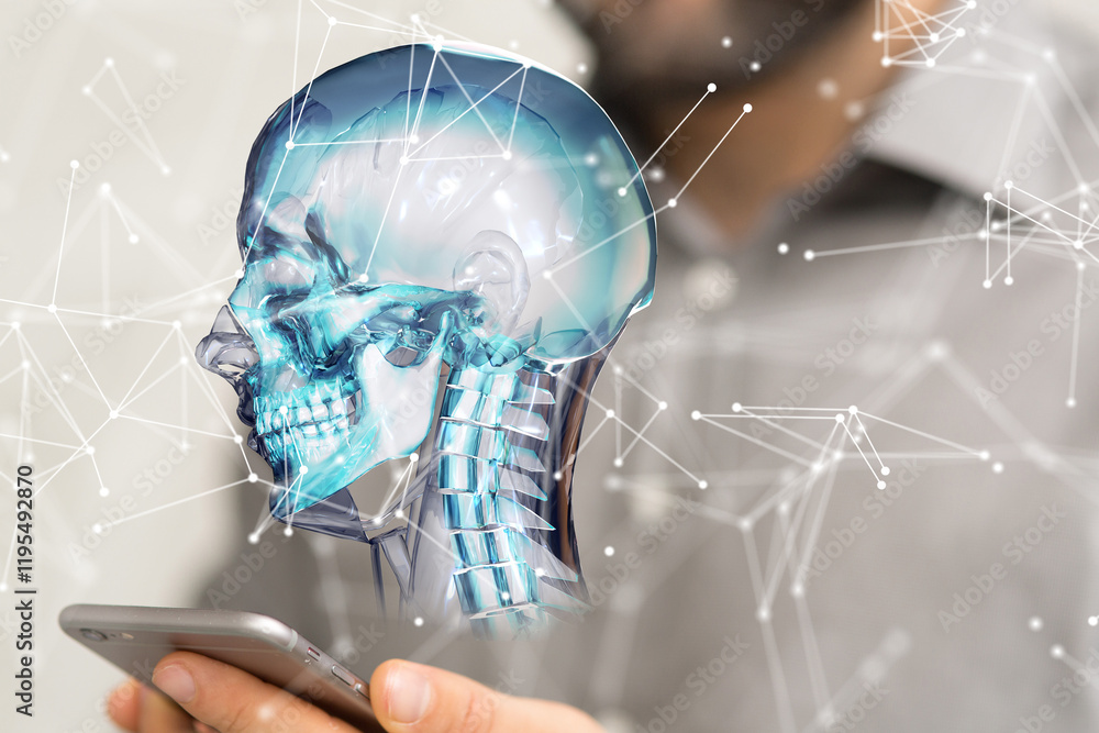 Poster digital medical futuristic interface 3d rendering