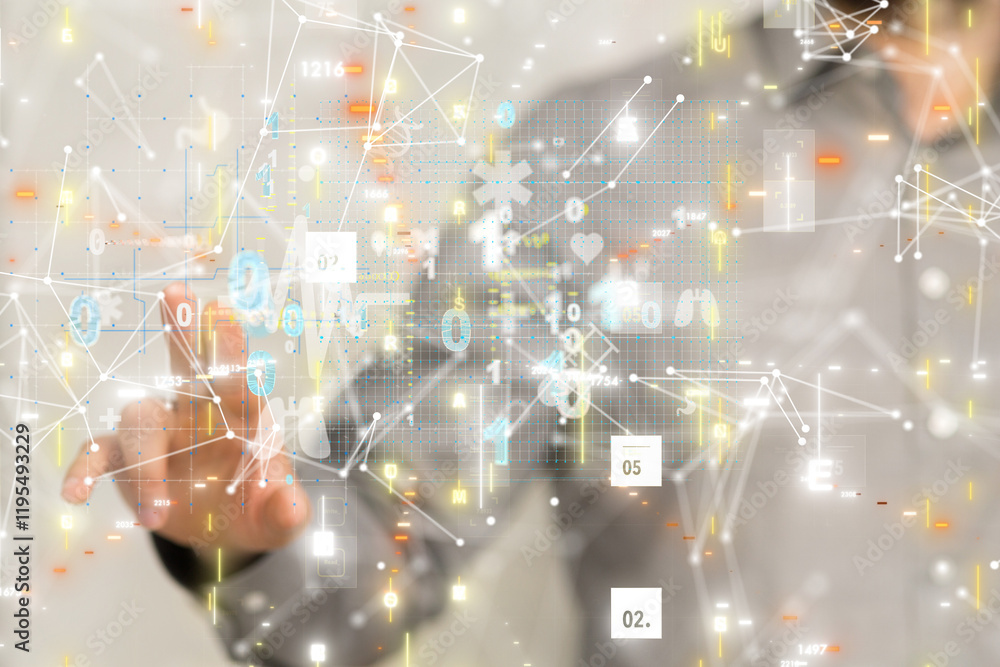 Poster digital medical futuristic interface 3d rendering