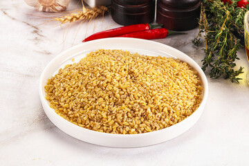 Dry wheat bulgur fow cooking