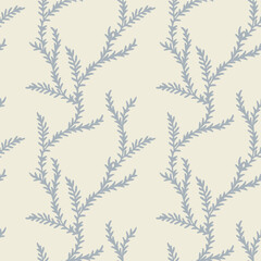 Seamless clubmoss vector pastel pattern