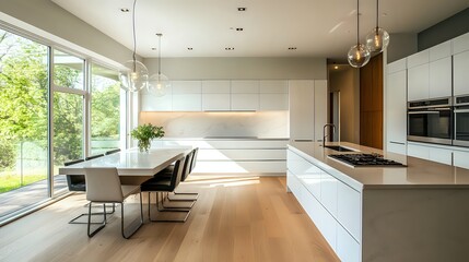 Modern Kitchen Design: White Cabinets, Island
