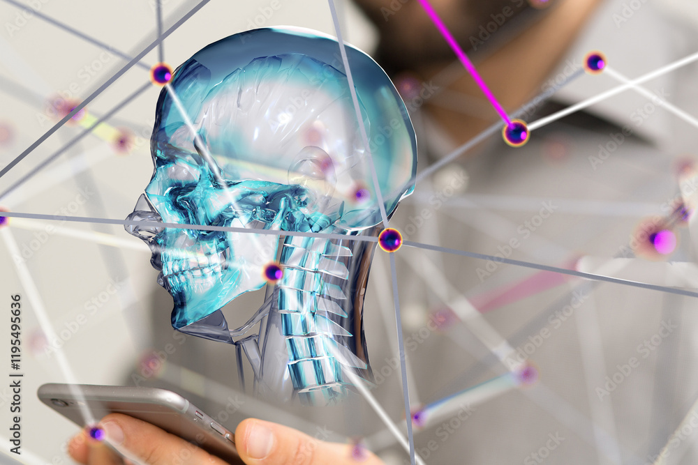 Poster digital medical futuristic interface 3D rendering - 3d