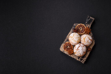 Delicious round freshly baked lemon flavored cookies