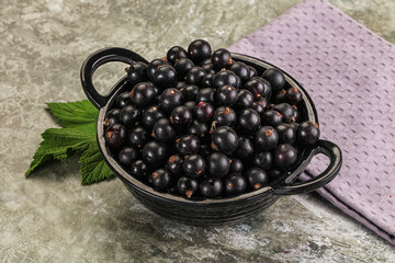 Ripe black currant in the bowl