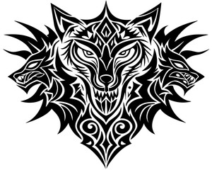 Tribal Tattoo Designs Featuring Wolf Head, Dragon Silhouette, and Abstract Patterns