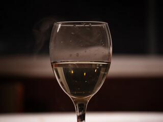 Glass of sparkling white wine
