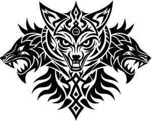 Tribal Tattoo Designs Featuring Wolf Head, Dragon Silhouette, and Abstract Patterns
