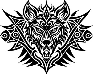 Tribal Tattoo Designs Featuring Wolf Head, Dragon Silhouette, and Abstract Patterns