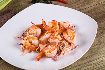 Shrimp cocktail with salad and sauce