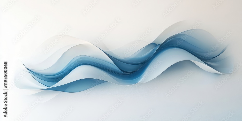 Poster a stylish abstract design of flowing blue waves creates a sense of movement, enhancing a contemporar