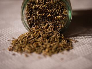 Dried rosemary herb macro