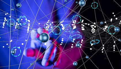 Global network. Blockchain. 3D illustration. Neural networks and artificial intelligence. Abstract