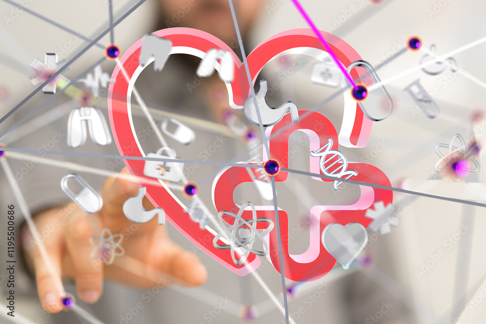 Poster digital medical futuristic interface 3d rendering - 3d
