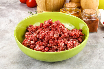 Raw beef minced meat for cooking