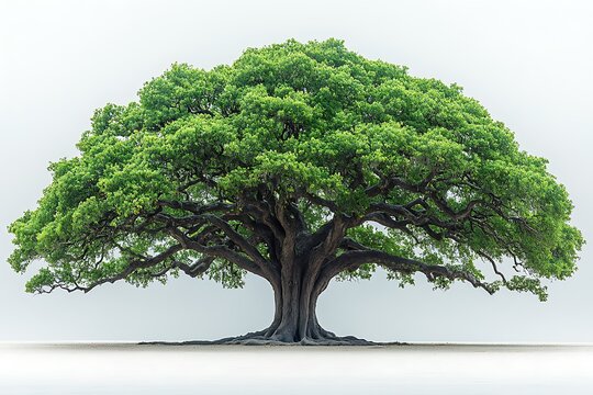 Majestic ancient tree stands tall against a pale sky