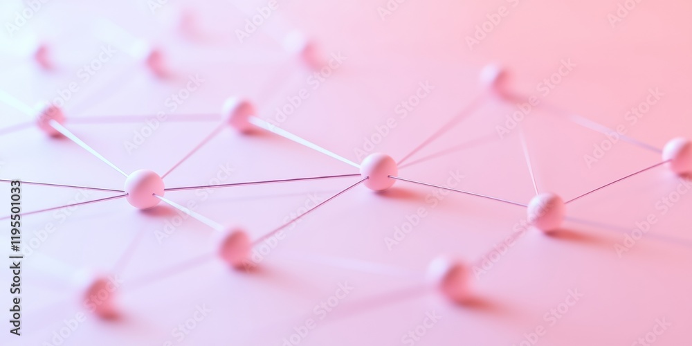 Aufkleber abstract digital network with glowing orbs and pastel lines