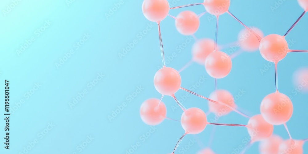 Leinwandbilder abstract digital network with glowing orbs and pastel lines on gradient background
