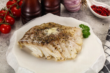 Baked cod fish fillet with spices