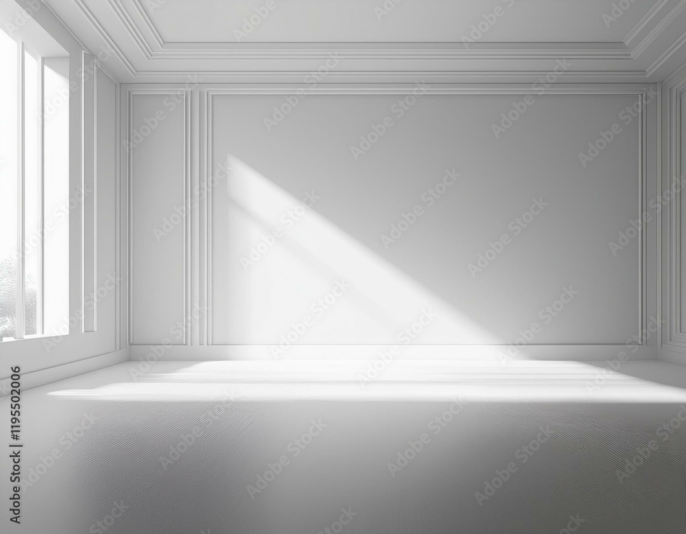 Poster 3d room space background with soft shadow empty white room space for interior design and decoration 