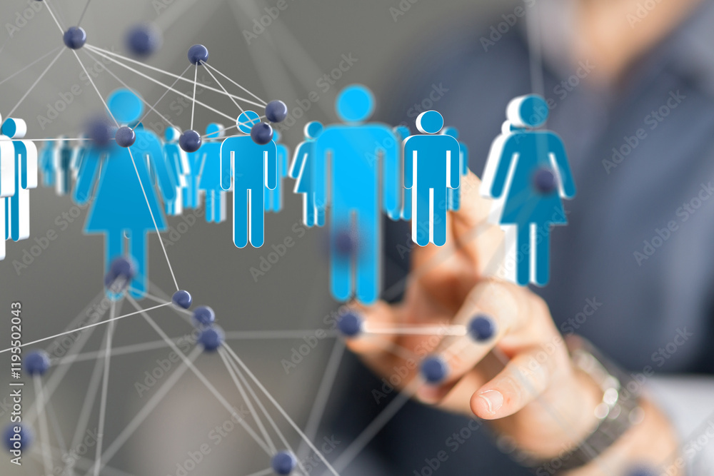 Fototapete Global network. Blockchain. 3D illustration. Neural networks and artificial intelligence. Abstract