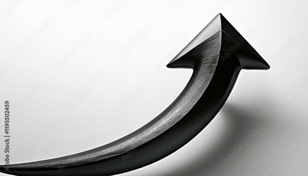 Poster a black arrow curved pointing to top in a white background handwritten arrow curved