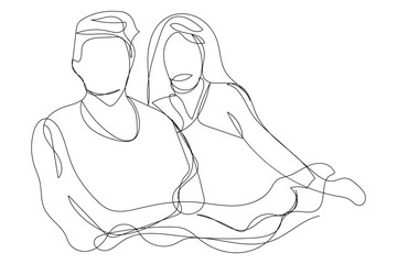 Sketch love concept minimal couple in love drawing line art couple lovely drawn together line love concept with white ioslated background. Abstract,vector,illustration.