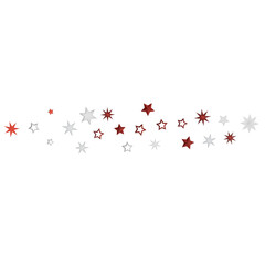 A simple design featuring red and white stars on a black background.