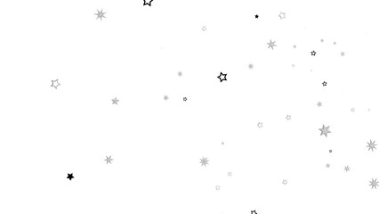 A digital illustration of scattered silver stars on a black background. The stars are of different sizes and create a sparkly, glittering effect.