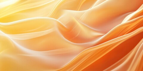 Obraz premium Warm tones of orange and yellow fabric ripple softly, illuminated by sunlight, evoking a feeling of tranquility and inviting warmth