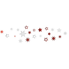 A minimalist design featuring red and white stars on a black background.
