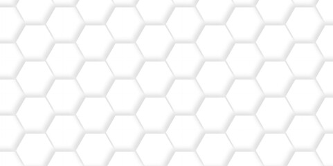 Naklejka premium White Hexagonal Background. Luxury White Pattern. wallpaper Illustration. Futuristic abstract honeycomb mosaic white background. geometric mesh cell texture. modern futuristic wallpaper.