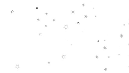 A digital illustration of scattered silver stars on a black background. The stars are of different sizes and create a sparkly, glittering effect.