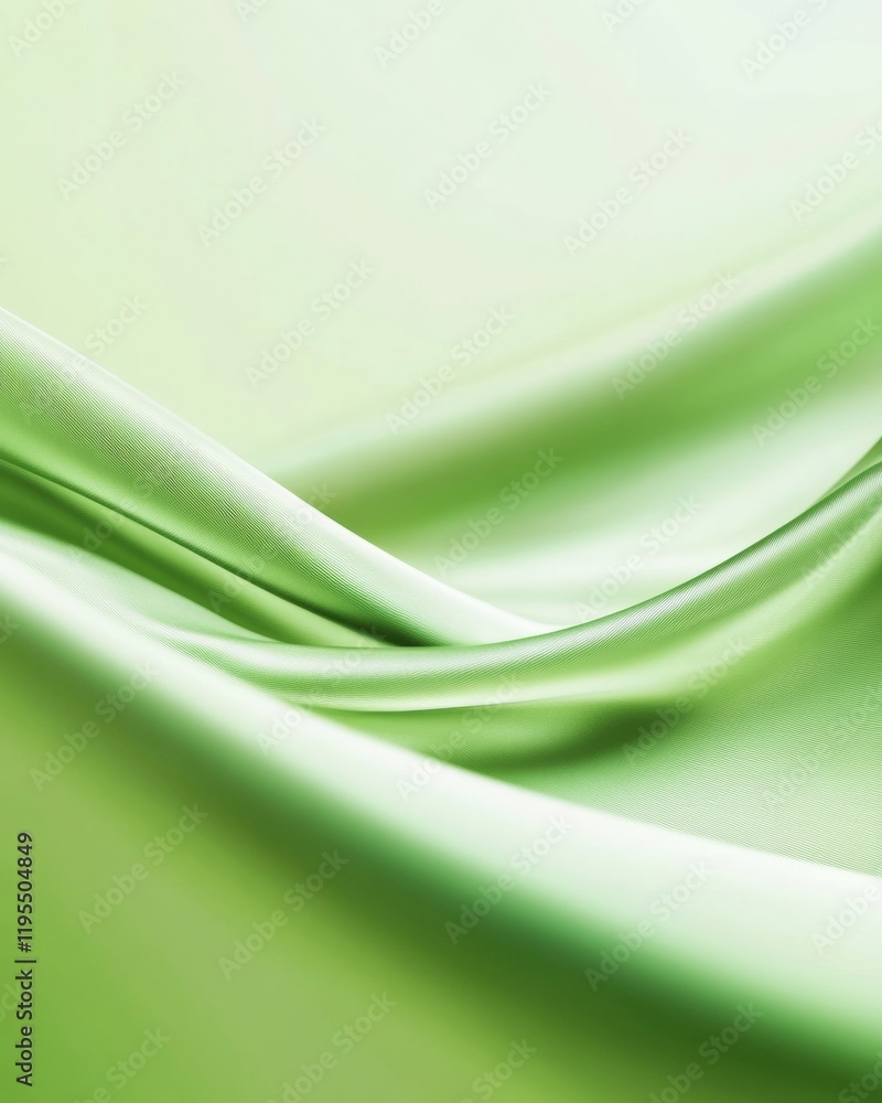 Aufkleber elegant soft green fabric waves on gradient background