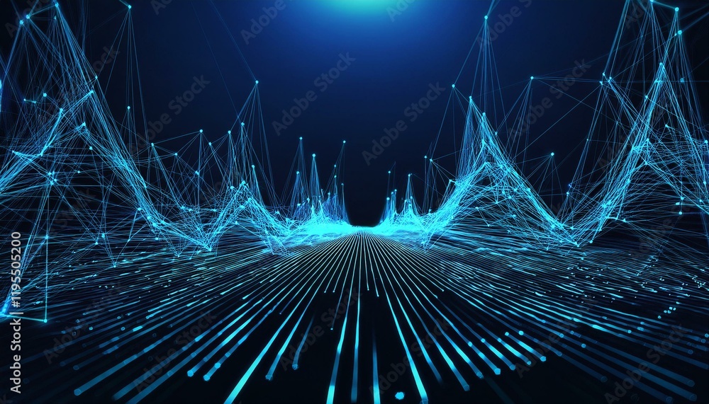 Poster abstract 3d rendering dots and lines technology background big data visualization artificial intelli