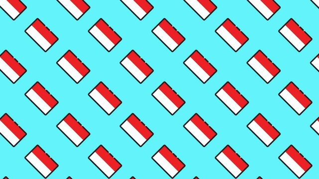 video animation Indonesian flag cartoon icon seamless pattern